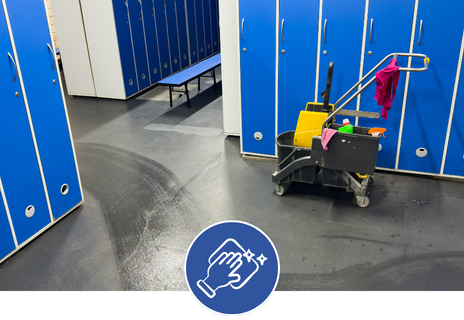 Gym locker room being cleaned by Maddison Cleaning Services in Scranton
